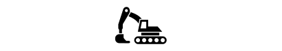 Pictogramme en forme de pelleteuse pour illustrer le domaine de compétence démolition