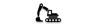Pictogramme en forme de pelleteuse pour illustrer le domaine de compétence démolition