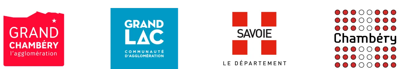 4 logos apparaissent, le logo Grand Chambéry, le Logo Grand Lac, le logo Département de la Savoie et le logo de la ville de Chambéry